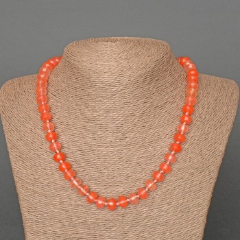 Chalcedony Necklace with Natural Stone, Smooth Rondelle Beads, Diameter 9×7 mm, Length 49 cm