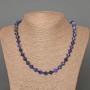 Sodalite Necklace, natural stone, faceted diamond shape, diameter 8.5 × 8.5 mm, length 49 cm, with beads