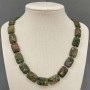 Heliotrope Jasper Necklace, natural stone, rectangular 13×18 mm elements, length 48 cm