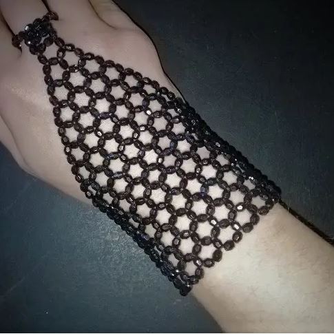 Bracelet Panye with Agate Beads on Elastic