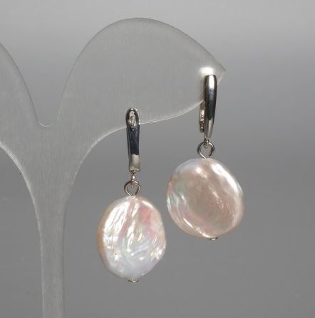 Baroque Pearl Earrings with a gasoline tint, diameter 19×23 mm, length 40 mm, English clasp
