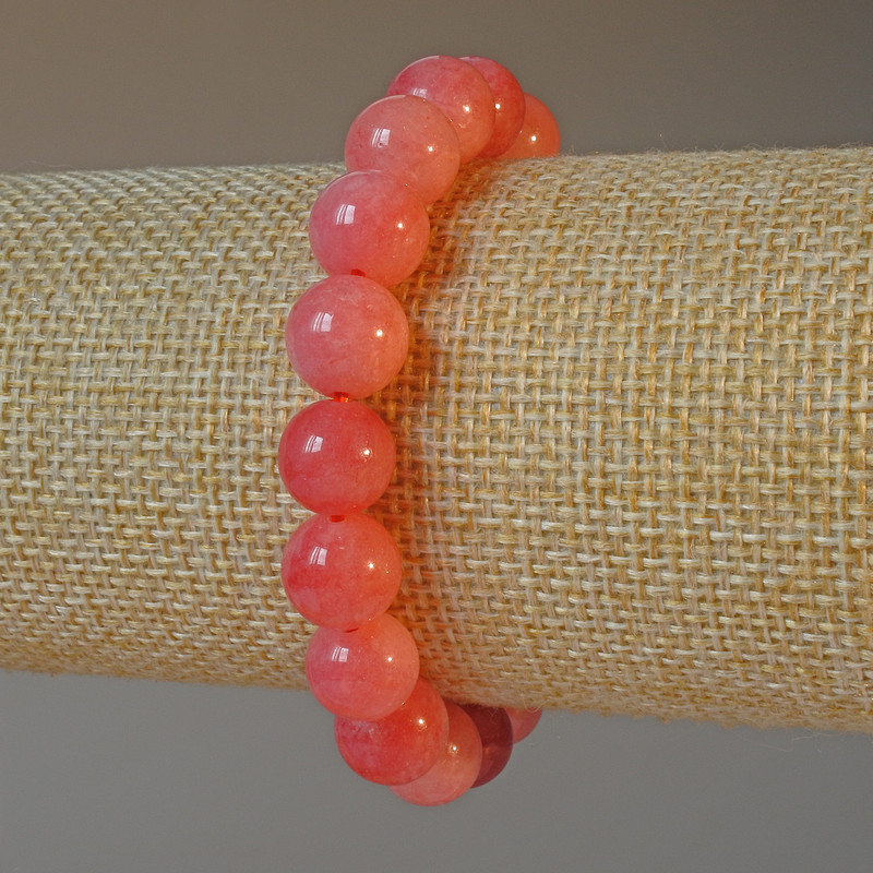 Natural Tourmaline Bracelet, Smooth Beads, Diameter 10 mm, Length 18 cm (Stretch)