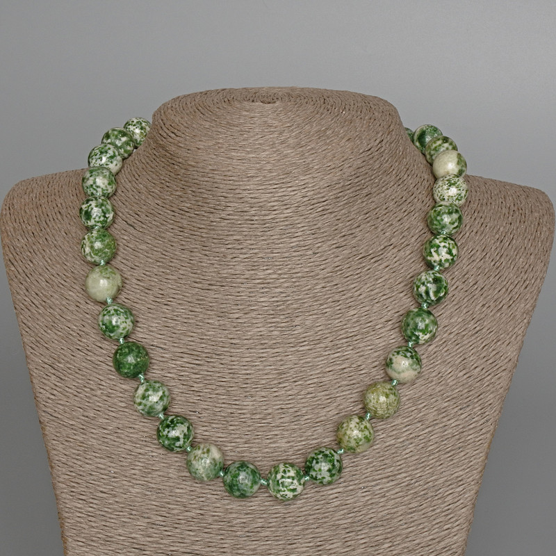 Moss Agate Necklace (Single) Smooth Bead, 13 mm Diameter, 51 cm Length