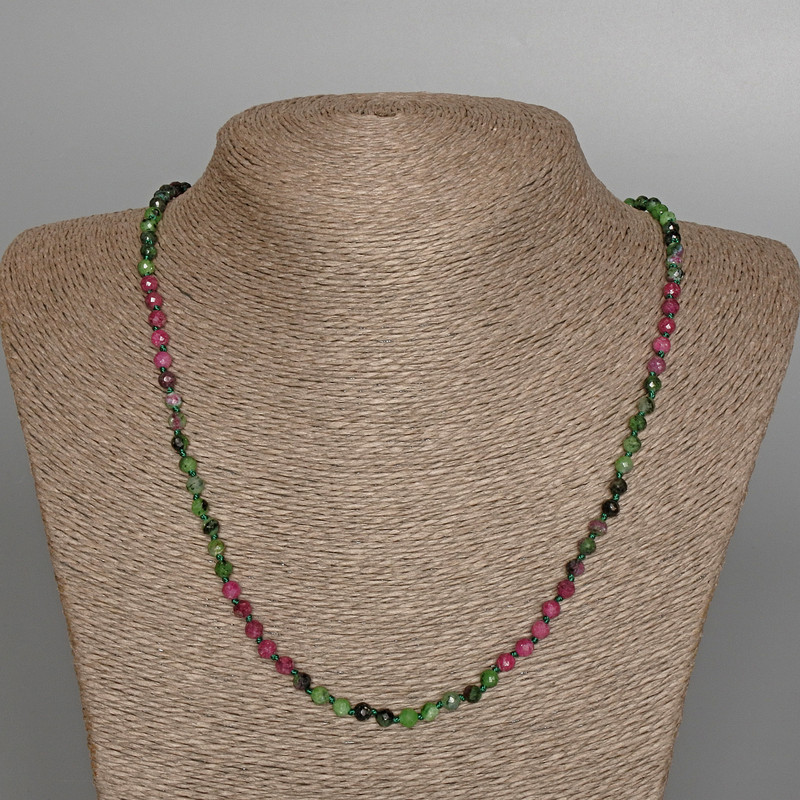 Zoisite Necklace, Natural Stone, Faceted Beads, 4 mm Diameter ±, 51 cm Length ±