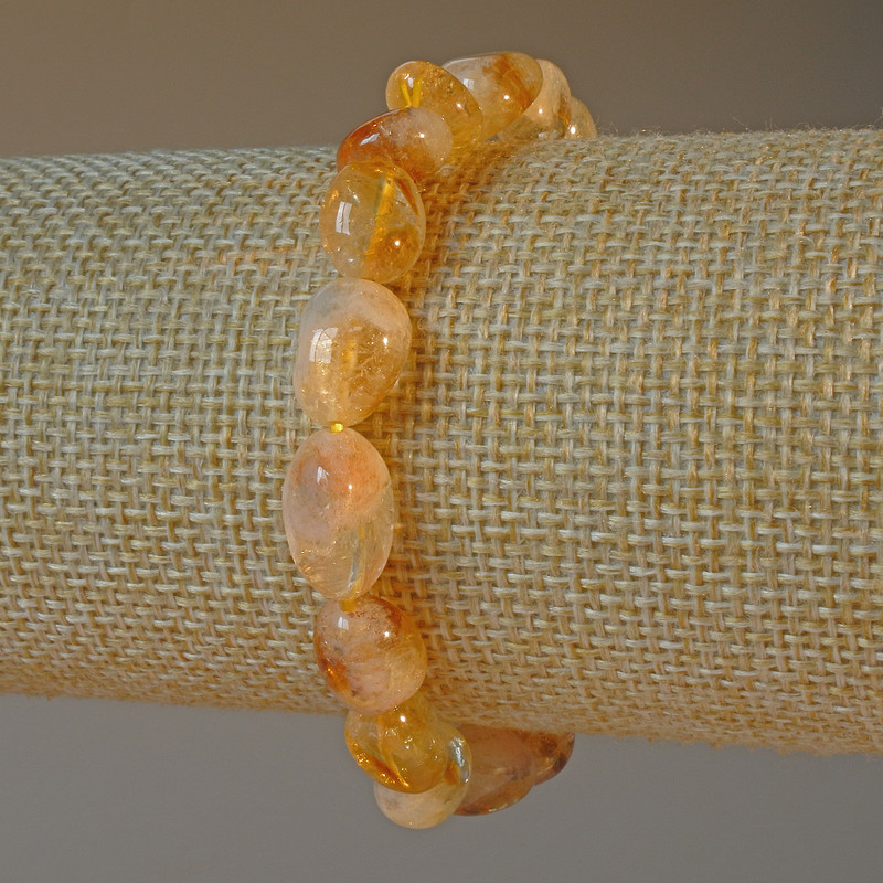 Bracelet with natural citrine, faceted beads, diameter 9×11 mm, length 18 cm ± (stretch)