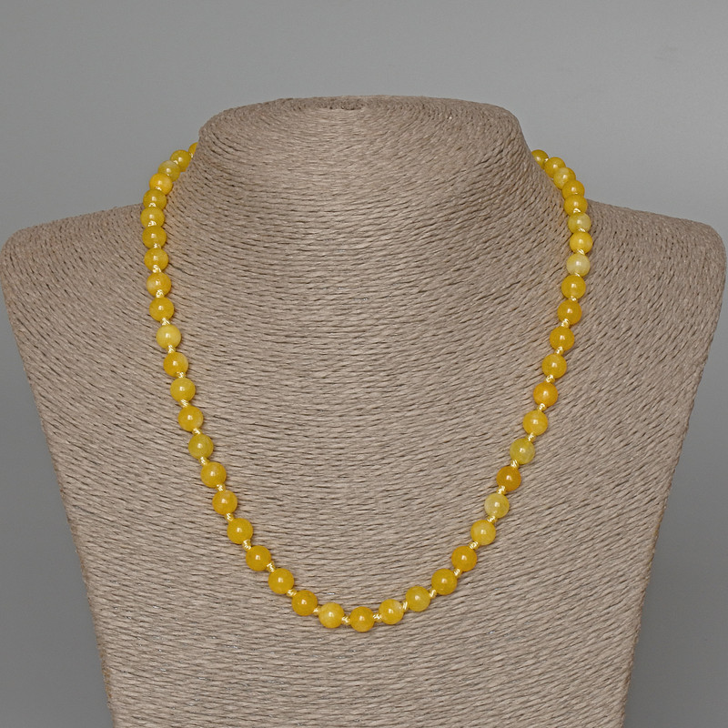 Citrine Necklace, Smooth Bead, 6.5 mm diameter, 48 cm length