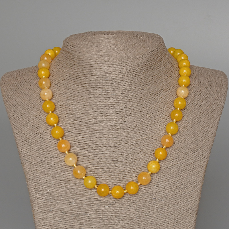 Citrine Necklace, smooth beads, 10.5 mm diameter, length 49 cm ±
