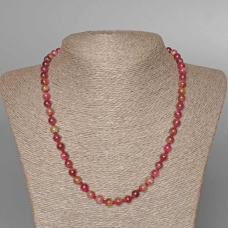 Polychrome Tourmaline Necklace, Faceted Bead, 6.5 mm diameter, 49 cm length