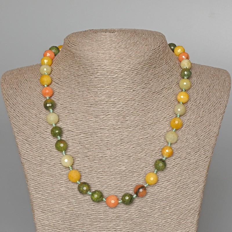 Assortment Necklace of Natural Stone, Faceted Bead, 10mm Diameter, 50cm Length