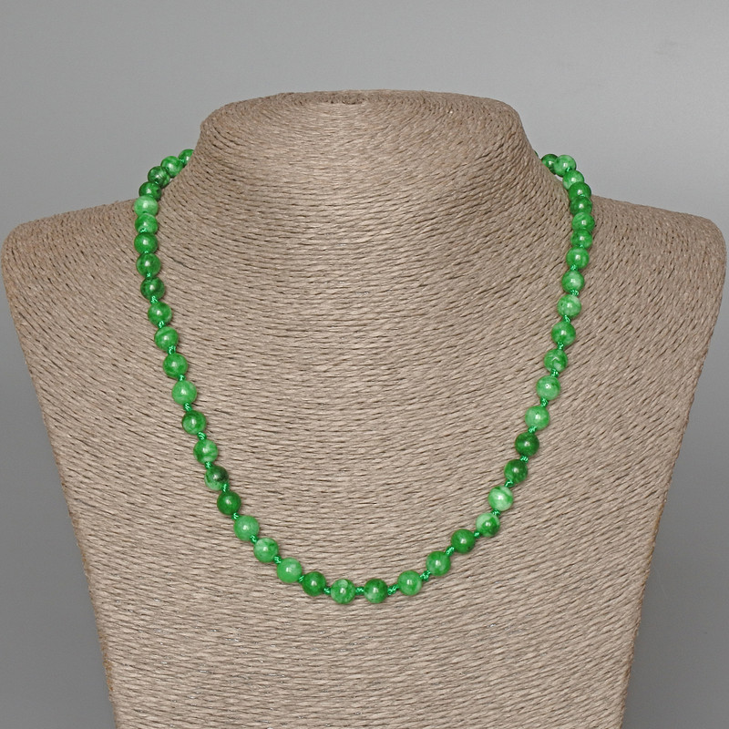 Chrysoprase Imitation Necklace with Smooth Beads, 6.5 mm Diameter, 47 cm Length