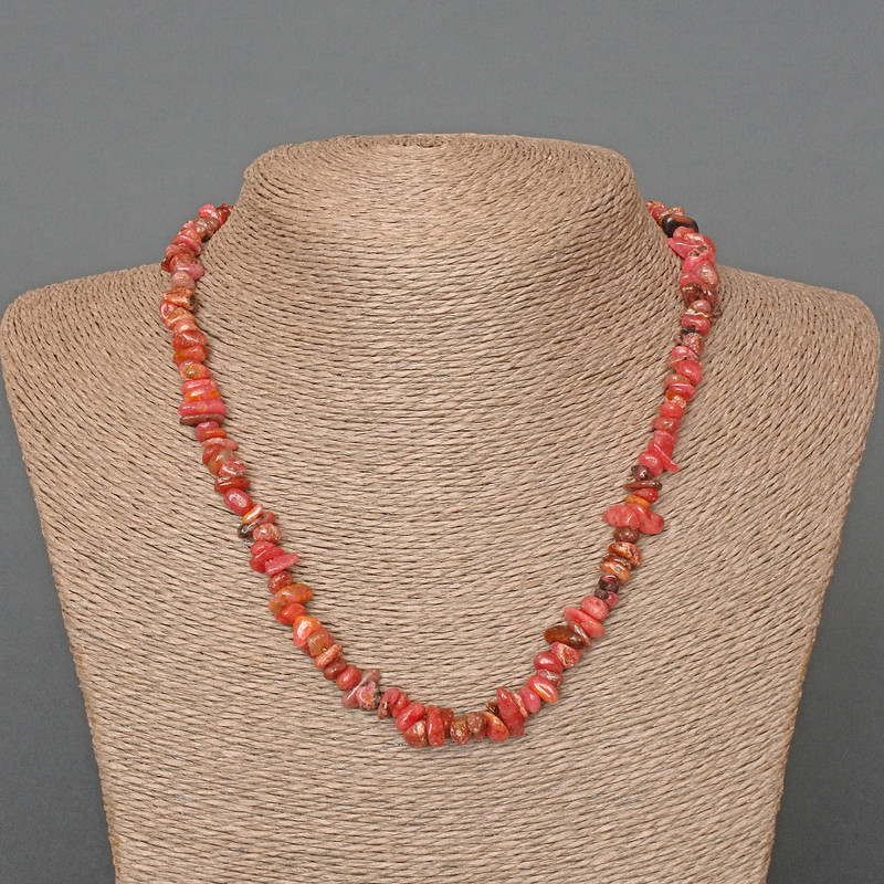 Rhodonite Necklace with Natural Chip Beads, 7x3 mm, length 46 cm ±