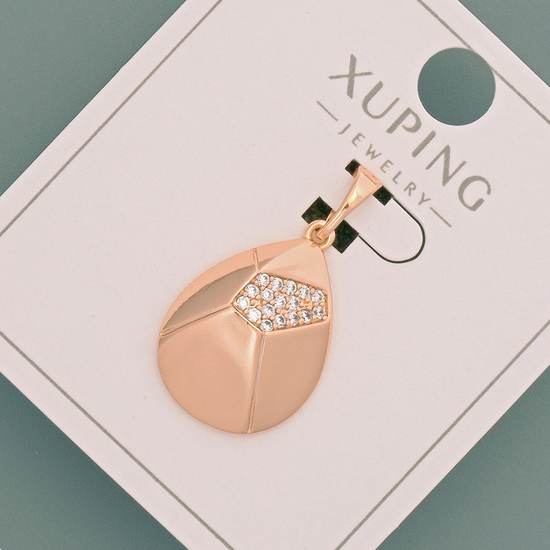 Xuping Pendant with White Rhinestones, Diameter 15x19 mm, Length 26.5 mm, 18K Plating