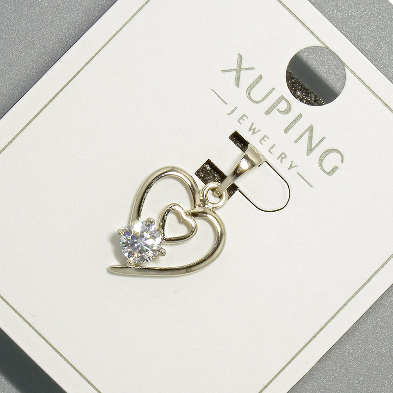 Pendant "Heart" Xuping with White Crystal, Rhodium-Plated