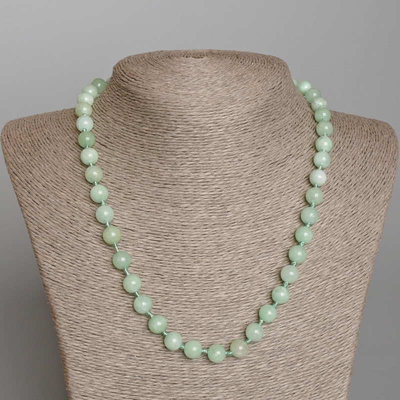 Amazonite Necklace with Natural Stone - Smooth Beads, 8.5 mm Diameter, 50 cm Length