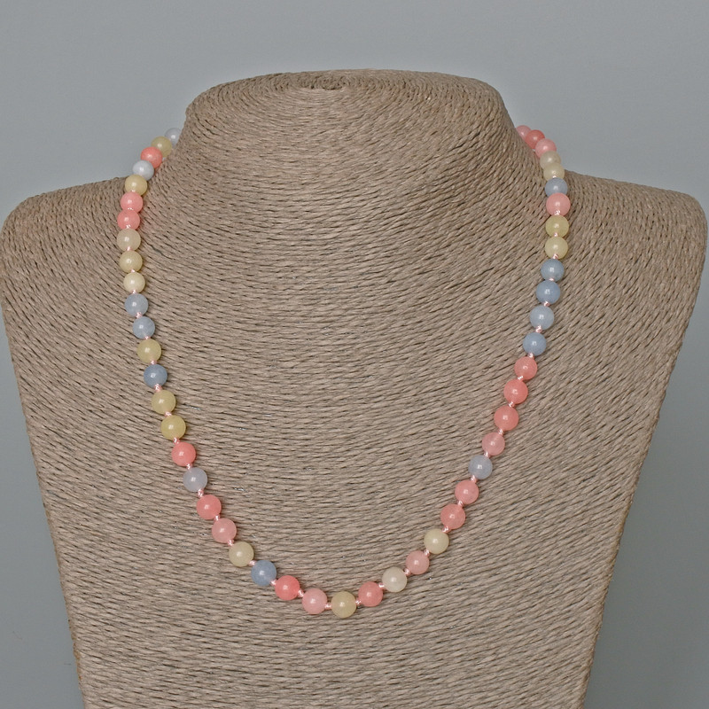 Morganite Necklace with Natural Morganite Beads, 6 mm Diameter ±, Length 49 cm ±