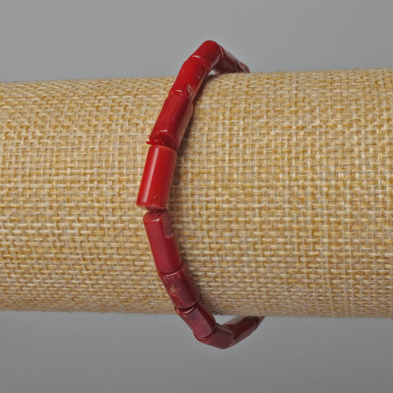 Natural-cut coral bracelet, diameter 5×11 mm, length 18 cm (+/-) (stretch)
