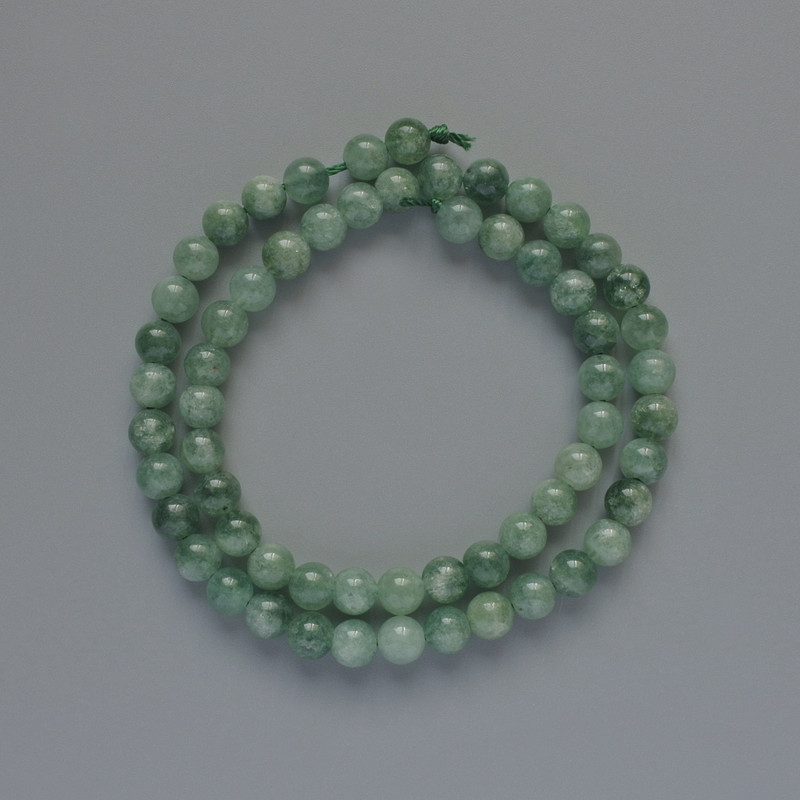 Jadeite beads, smooth spheres, diameter 6.5 mm, length 38 cm on thread