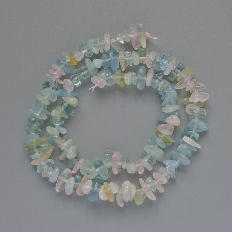 Morganite Beads, Natural Stone Granules, Diameter 8×3 mm ±, Length 41 cm on Thread