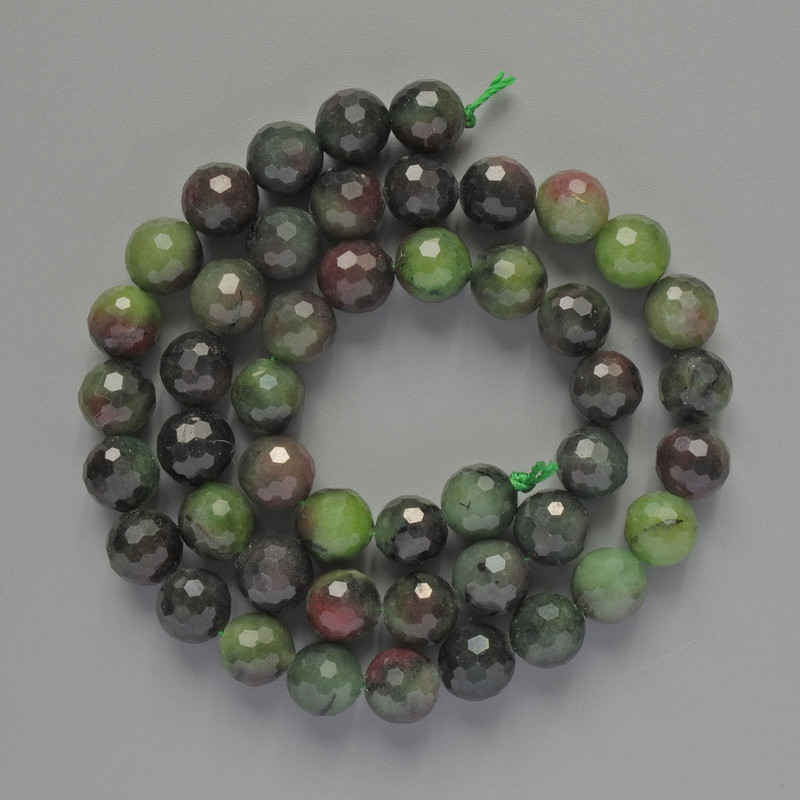 Zoisite Beads, Natural Stone, Faceted Round Beads, 8mm Diameter, 38cm Length on Thread