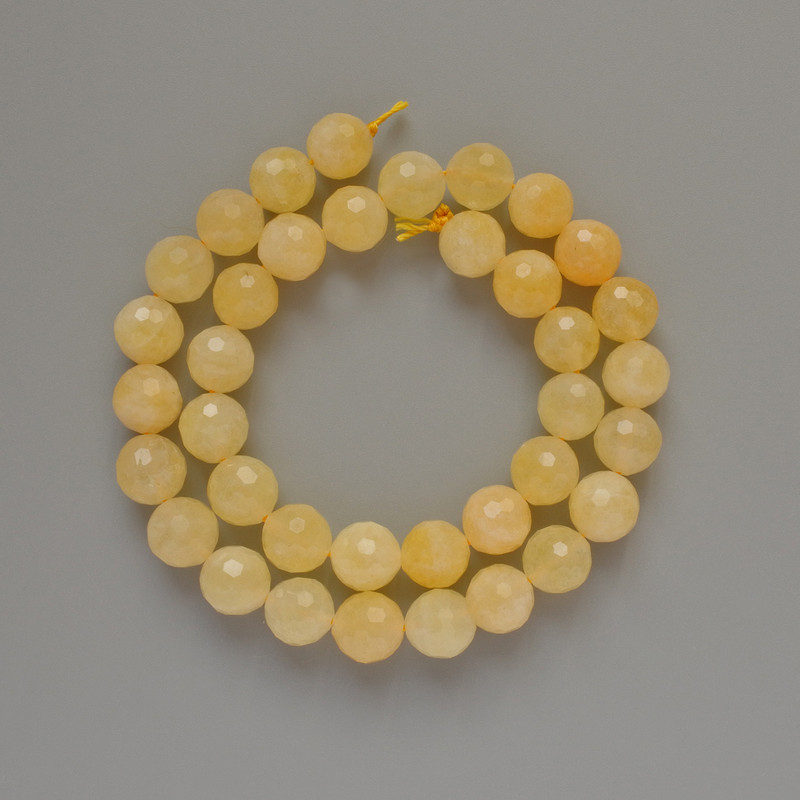 Citrine Beads, Natural Gemstone, Faceted Round Beads, 10 mm Diameter, 38 cm Length on Thread
