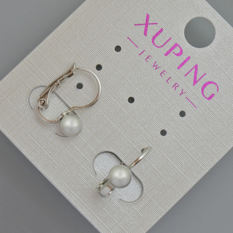 Xuping Earrings, diameter 5 mm, length 15 mm, Rhodium