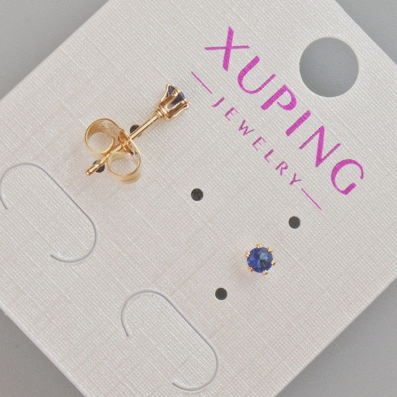 Xuping Stud Earrings with Blue Crystal, 4 mm Diameter ± 18K Gold Plating