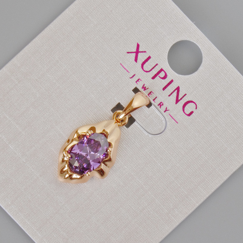 Pendant Xuping with Violet Crystal, diameter 24×11 mm, 18K Gold Plating