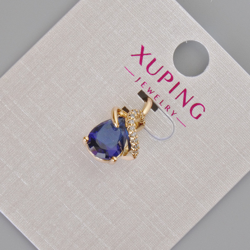 Xuping Pendant with Blue Crystal and White Rhinestones, Diameter 16x10 mm, 18K Gold Plating