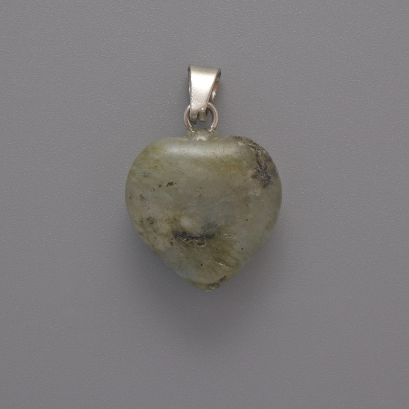 Heart Labradorite Pendant, 15×15×6 mm diameter, 23 mm length