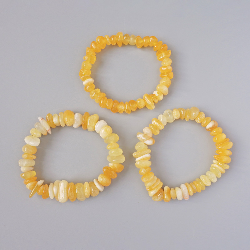 Bracelet of Yellow Agate, Natural Stone, Faceted, from 14x7 mm to 8x6 mm; length 18 cm (stretch); assorted sizes