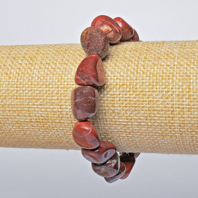 Bracelet with Red Jasper — natural stone, faceted beads, diameter 12x14 mm + -, length 18 cm + - (stretch)