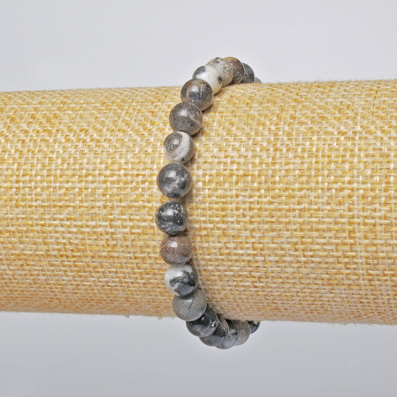 Jasper bracelet, natural stone, smooth beads, diameter 6.5 mm, length 18 cm (stretch)