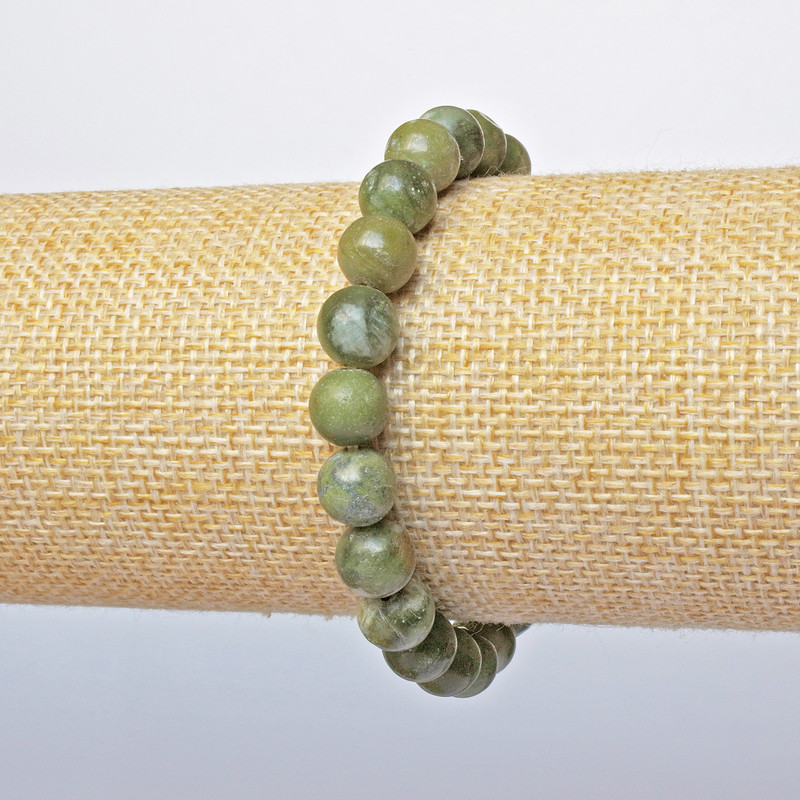 Jadeite Bracelet (pressed) smooth beads, 8.5 mm diameter ±, length 18 cm ± (stretch)