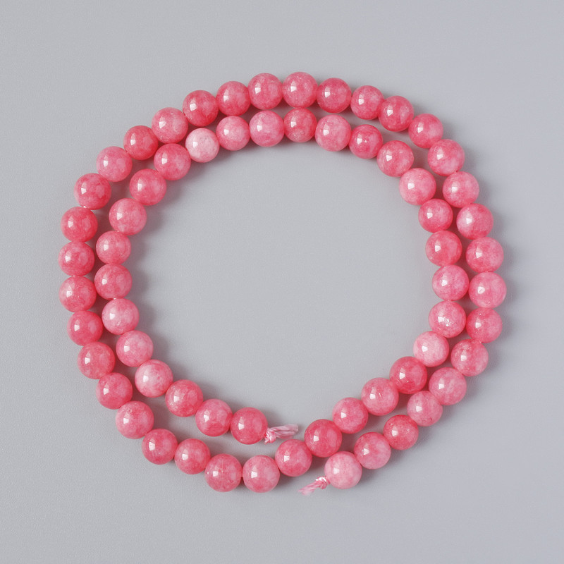 Tourmaline Beads (Pressed), Smooth Spheres, 6.5 mm Diameter, 38 cm Length on Thread