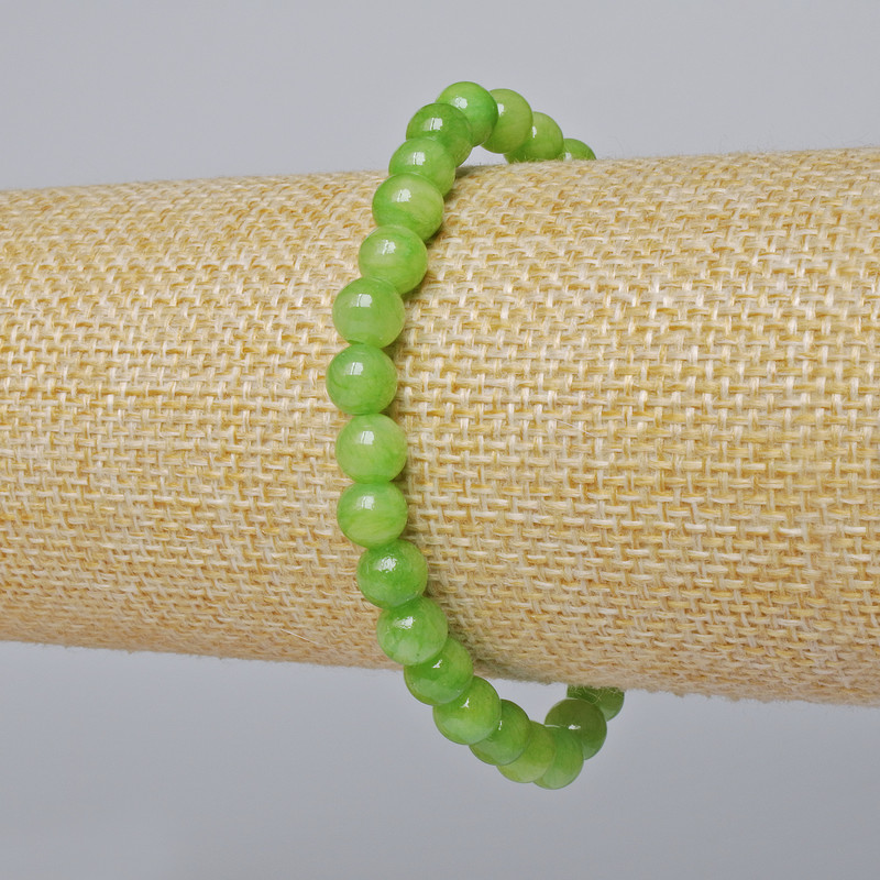 Bracelet 'Onyx' (artificial acrylic) Smooth beads, 6.5 mm diameter, 18 cm length, stretch