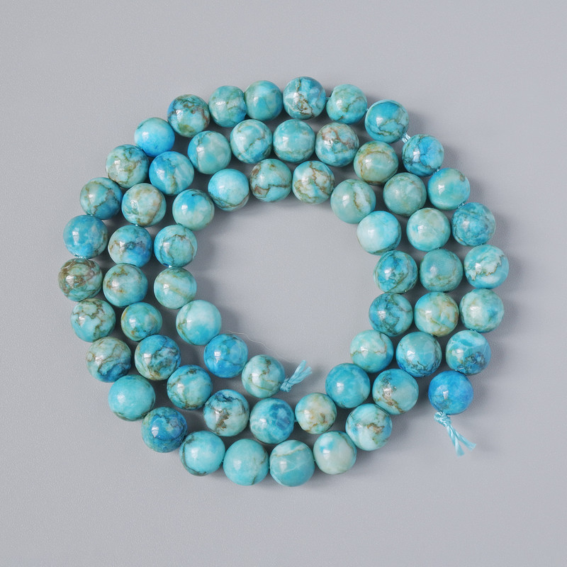 Blue Jasper Beads (Synthetic) Smooth Ball, Diameter 6mm ±, Length 37cm ± on Thread