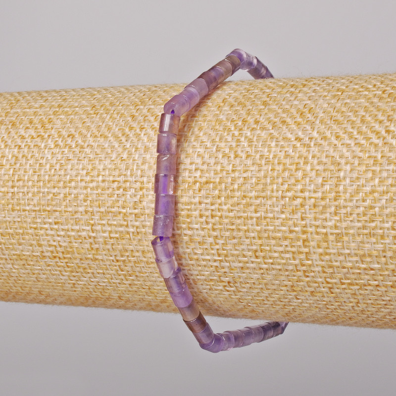 Bracelet Amethyst natural stone, faceted, bead size 4x4 mm ±, length 18 cm ± (stretch)