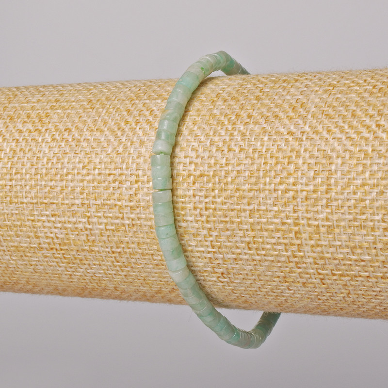 Amazonite Bracelet, Natural Stone, Faceted, Diameter 4×2 mm, Length 18 cm, Stretch