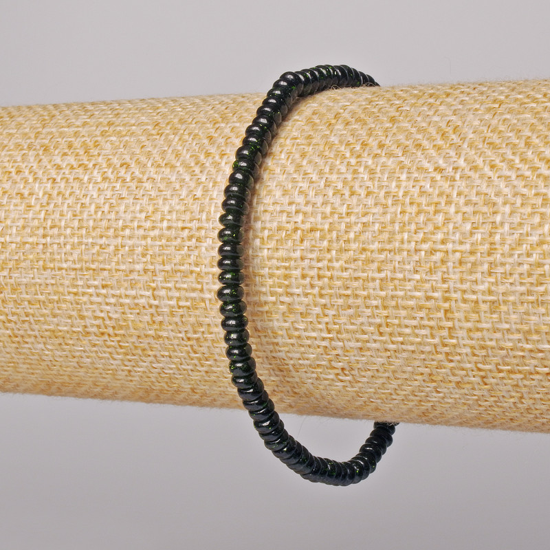 Bracelet Green Aventurine Synthetic Smooth Rondel, diameter 4x2 mm +-, length 18 cm +- (stretch)