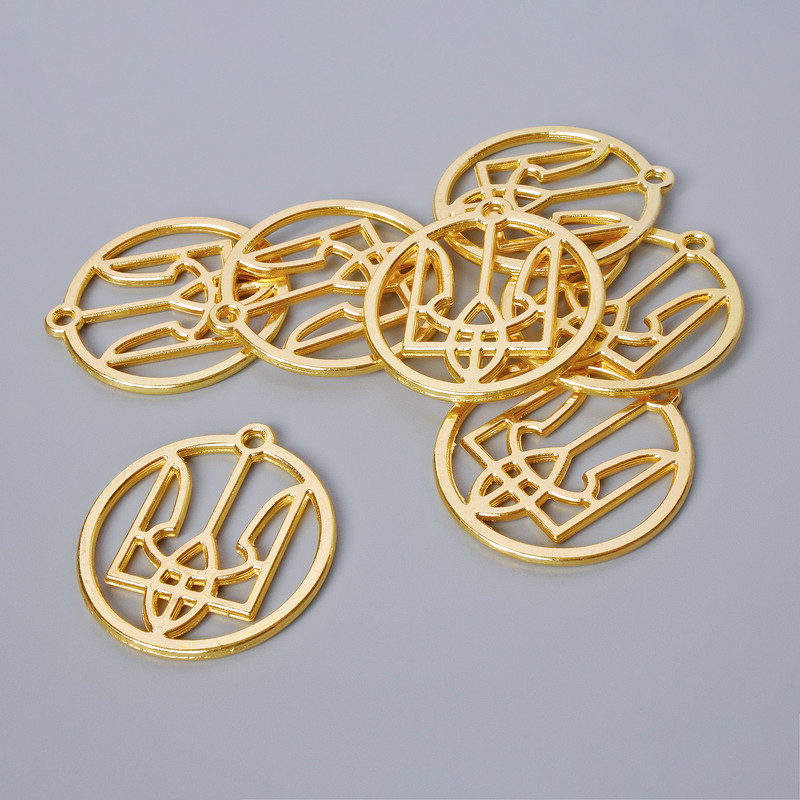 Pendant fittings 'Coat of Arms', size 26.5×25 mm, hole diameter 1.9 mm, pack of 7 pcs ±, gold-tone metal