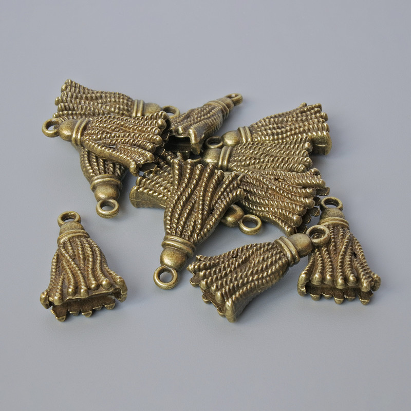 Pendant hardware Brush, diameter 20, 5x12 mm, hole diameter 1.7 mm, finish 20g±, 13pcs±, bronze-colored metal