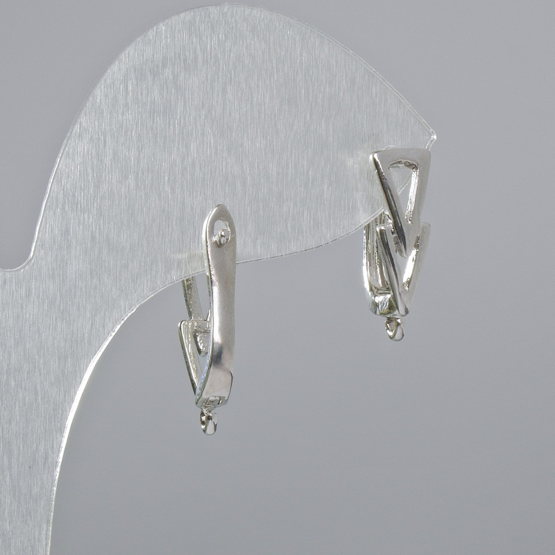 Ear wires for earrings, silver-colored metal, 18×12×5.5 mm, 1 pair