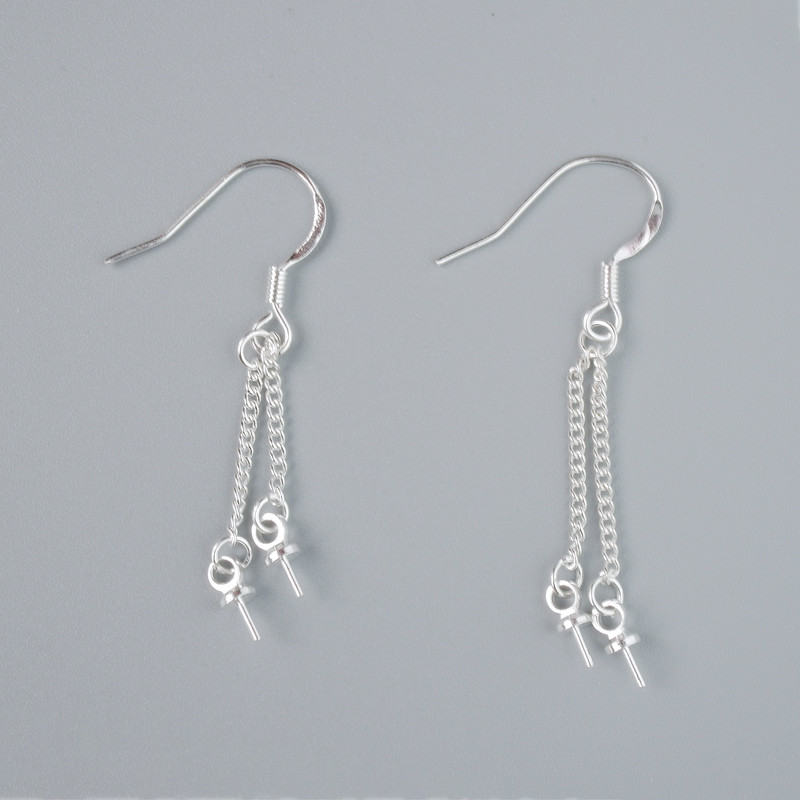 Silver-colored earring posts, metal finish, length 40mm, pair