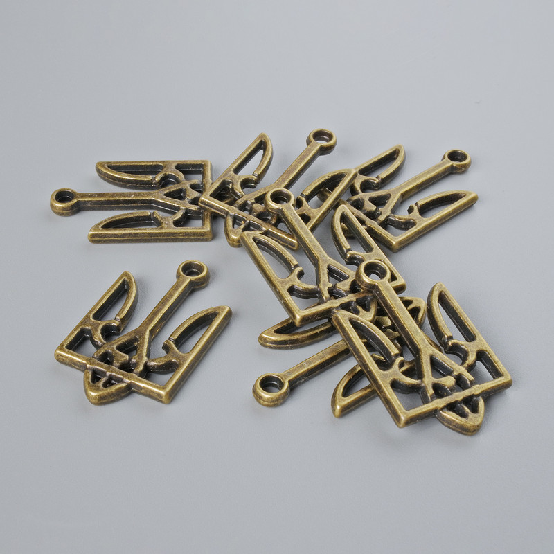 Фурнітура підвіска Герб України, діаметр 15х25мм+- фасування 7шт+- бронзовий колір металу