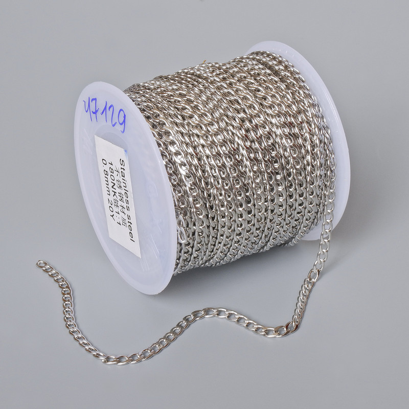 Jewelry chain on a spool, 3 mm thick, 18 m length, stainless steel