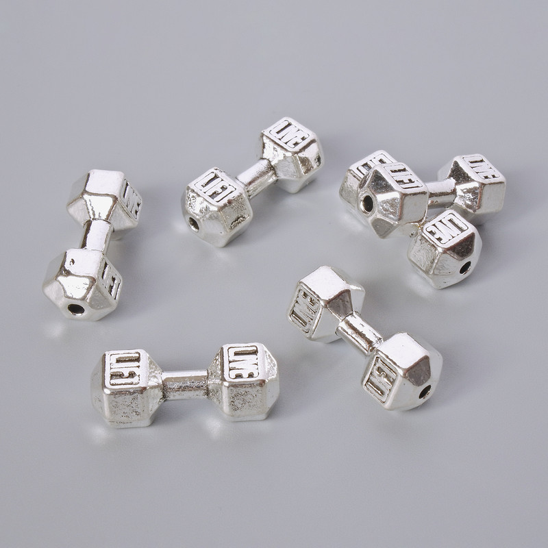 Bead findings 'Dumbbell', size 8x19 mm, 5 mm ±, pack of 6 pcs ±, silver-colored metal