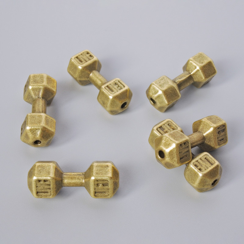 Bead finding 'Dumbbell', diameter 8x19, 5mm ±, pack 6 pcs ± bronze-colored metal