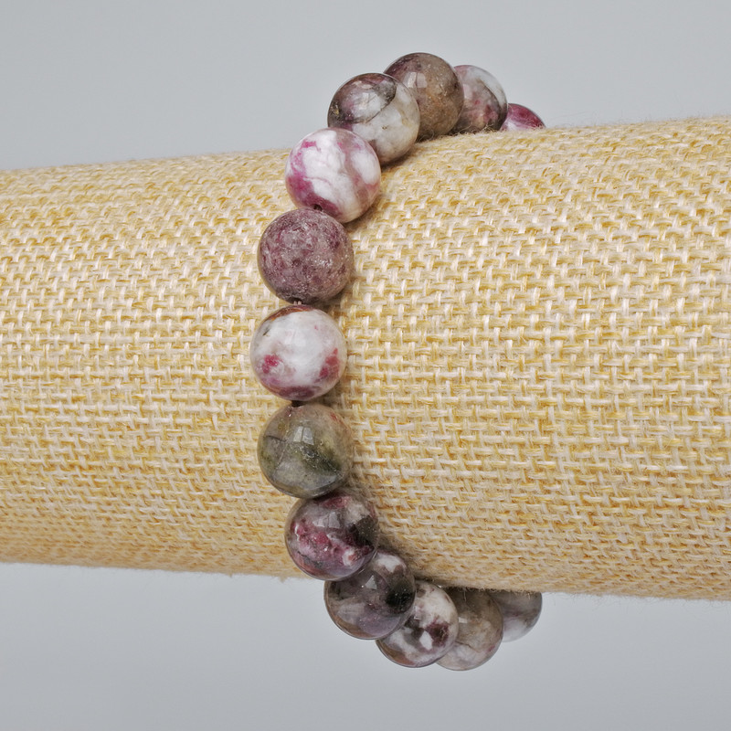 Natural Tourmaline Bracelet, natural stone, smooth beads, diameter 10 mm ±, length 18 cm ± (stretch)