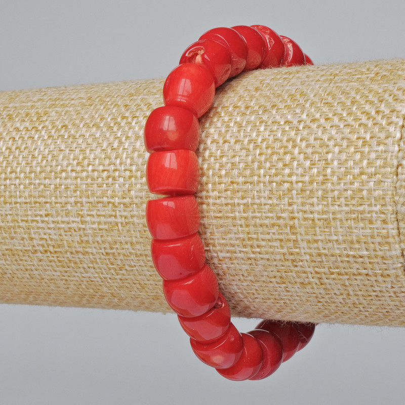 Natural Coral Rondelle Bracelet (Assorted, Medium Size), diameter 10×8 mm, length 18 cm (stretch)