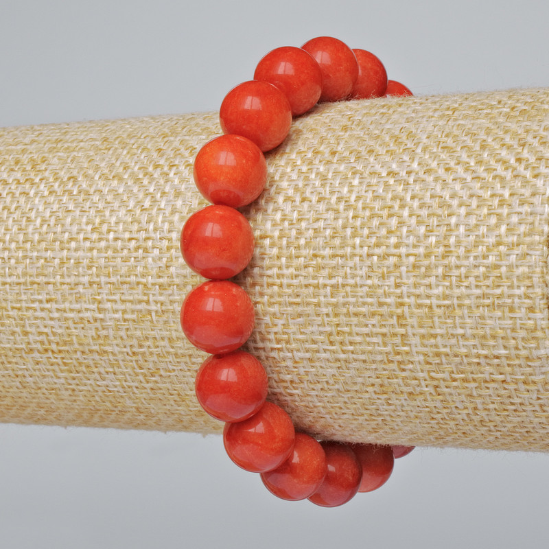 Red Jasper Bracelet (artificial) – Smooth beads, 10 mm diameter, 18 cm length (stretch)